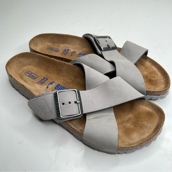 BIRKENSTOCK Siena Soft Footbed Nubuck Leather Dove Gray Size 37 EU 6 - 6.5 US - Picture 4 of 15